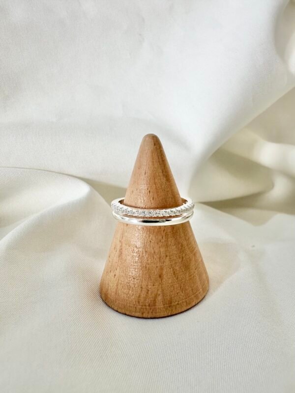 Anillo Doble Liso y Circonias